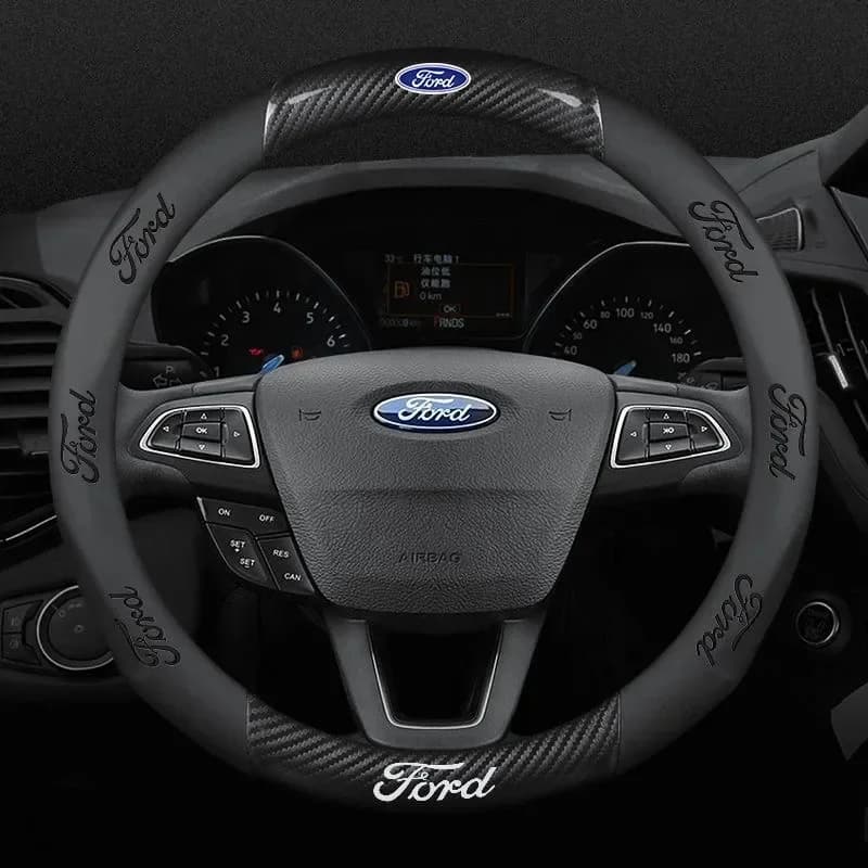 Ford Mondeo F150 Fusion Mustang EXPLORER ESCAPE EDGE Fiesta Focus Kuga Ranger Car 3D Embossing Carbon Fiber Steering Wheel Cover