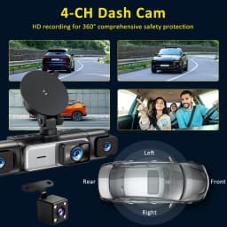 4CH WiFi Dash Cam for Car 360 DVR Camera APP Control 24H Parking Mode Video Recorder IR Night Vision