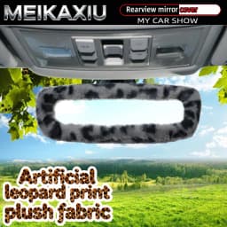 Pink Brown Faux Leopard Fur Plush Rearview Mirror Cover Elastic Car Interior Decorative Accessory for Women New Style