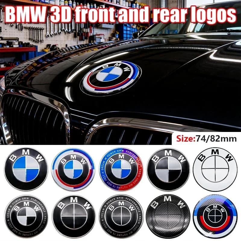 82mm 74mm Car Front Hood Rear Trunk Emblem Badge for BMW E46 E90 E39 E91 E92 F30 F10 E60 X3 X5 1 2 3 4 5 6 7 Series Accessories