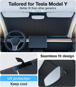 For Tesla Model Y Juniper 2026 Model 3 Highland Windshield Sunshade Sun Blockage Foldable Heat Insulation Sunshade Storage Bag