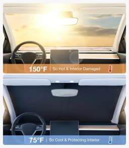 For Tesla Model Y Juniper 2026 Model 3 Highland Windshield Sunshade Sun Blockage Foldable Heat Insulation Sunshade Storage Bag