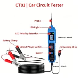 CT03 Automotive Circuit Tester 6-24V Power Probe Voltage Detector LED Light Buzzer Prompt Car Electrical Diagnostic Tool
