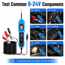 CT03 Automotive Circuit Tester 6-24V Power Probe Voltage Detector LED Light Buzzer Prompt Car Electrical Diagnostic Tool