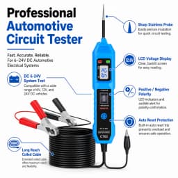 CT03 Automotive Circuit Tester 6-24V Power Probe Voltage Detector LED Light Buzzer Prompt Car Electrical Diagnostic Tool