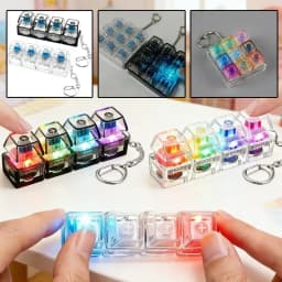 Light Up Keyboard Keychain Fidget Toy Clickable Buttons Stress Relief Portable Desk Car LED Office Decor Cool Gift Idea Amagi