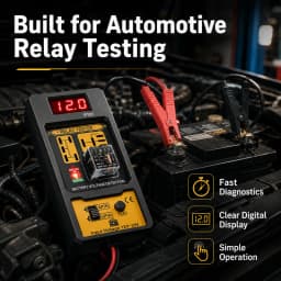 RT01 Car Relay Tester with Battery Clamps, 12V Universal 4/5 Pin Relay Test Tool, Heavy-Duty Automotive Electrical Diagnostic Eq