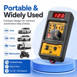 RT01 Car Relay Tester with Battery Clamps, 12V Universal 4/5 Pin Relay Test Tool, Heavy-Duty Automotive Electrical Diagnostic Eq