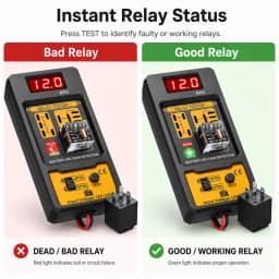 RT01 Car Relay Tester with Battery Clamps, 12V Universal 4/5 Pin Relay Test Tool, Heavy-Duty Automotive Electrical Diagnostic Eq