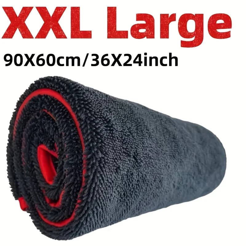 XXL Extra Large Microfiber Car Drying Towel, Ultra Absorbent Thickened Cleaning Towel with Twist Ring Design