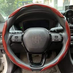 3PCS Laser Carbon Fiber Silicone Car Steering Wheel Cover 1K Micro Fiber Leather PVC Wheel Booster Cover Non-Slip Universal