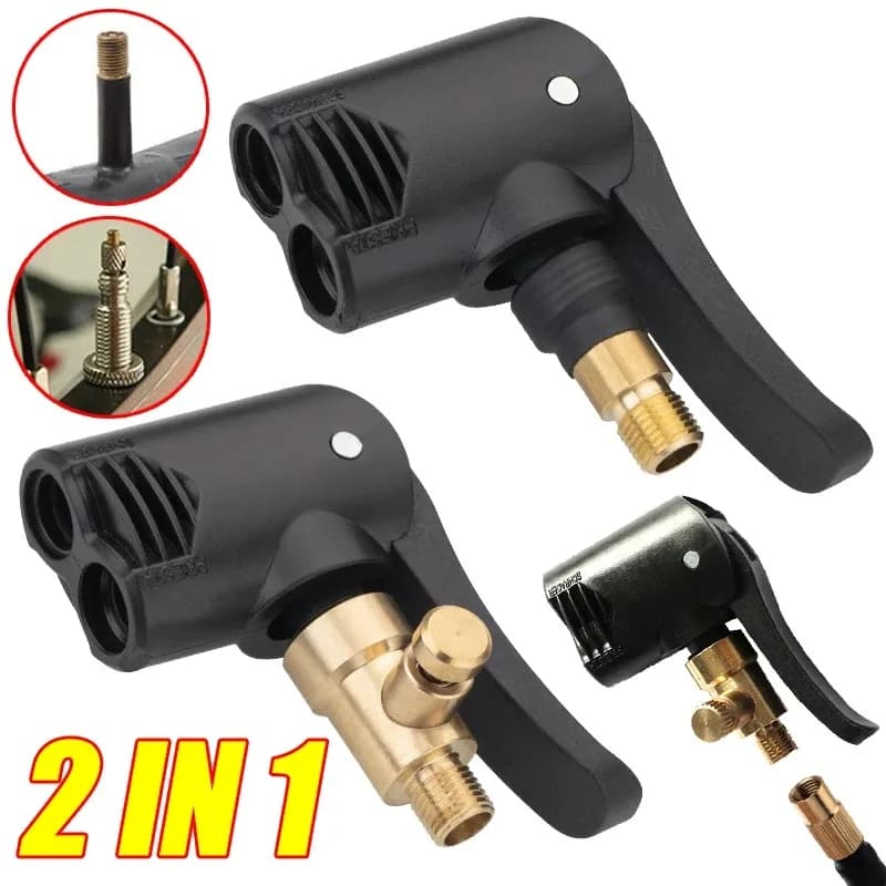 2-in-1 Pump Nozzle & Air Chuck Adapter - Universal Hose for Bicycle Motorcycle & Inflatable Valve Connector
