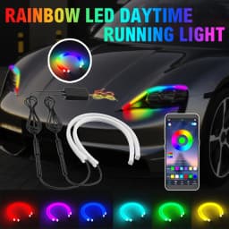 2PCS 30/45/60cm DRL Car LED Daytime Running Light APP Control RGB Flowing Turn Signal Lights Strip Headlight Decorative Lights