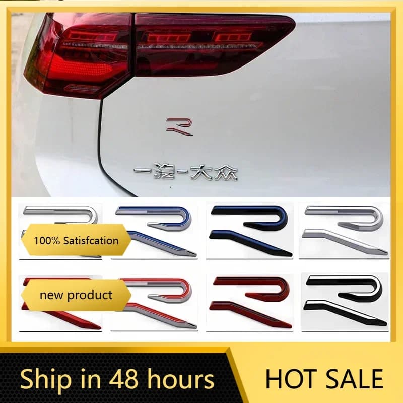 New R Emblem Car Metal Body Tail Trunk Sticker Accessories For Volkswagen VW GTI Rline Polo Golf MK8 Touareg Passat Magotan CC