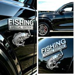 3D Metal Car Emblem Sticker Fishing Special Edition Realistic Bass Fish Hook Trunk Fender Badge Decal Waterproof Auto Exterior