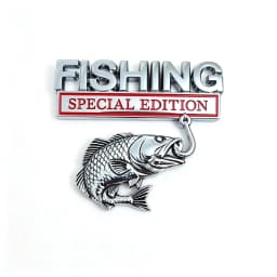 3D Metal Car Emblem Sticker Fishing Special Edition Realistic Bass Fish Hook Trunk Fender Badge Decal Waterproof Auto Exterior