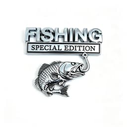 3D Metal Car Emblem Sticker Fishing Special Edition Realistic Bass Fish Hook Trunk Fender Badge Decal Waterproof Auto Exterior