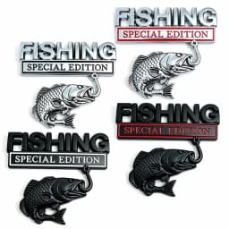 3D Metal Car Emblem Sticker Fishing Special Edition Realistic Bass Fish Hook Trunk Fender Badge Decal Waterproof Auto Exterior