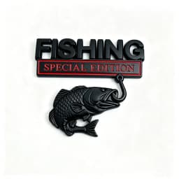 3D Metal Car Emblem Sticker Fishing Special Edition Realistic Bass Fish Hook Trunk Fender Badge Decal Waterproof Auto Exterior
