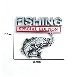 3D Metal Car Emblem Sticker Fishing Special Edition Realistic Bass Fish Hook Trunk Fender Badge Decal Waterproof Auto Exterior