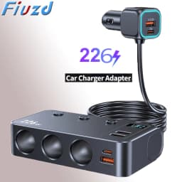 226W Car Charger Adapter 9 in 1 PD 3 Socket Cigarette Lighter Splitter Charge Independent Switches 12V 24V Fast Charger