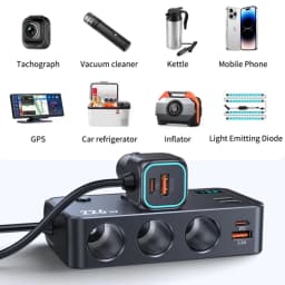 226W Car Charger Adapter 9 in 1 PD 3 Socket Cigarette Lighter Splitter Charge Independent Switches 12V 24V Fast Charger
