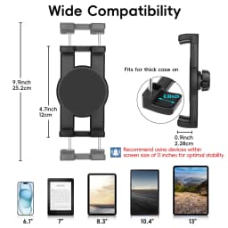 Tablet Holder for Car, 3 in 1 Cup Holder ipad Car Phone Mount with Expander,Adjustable Base and Long Arm for 4-12.9‘’ Tablet,