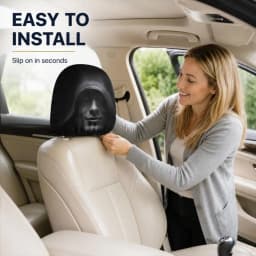2PCS Mysterious Hooded Man Face Car Headrest Covers 2D Flat Cool Hoodie Black Street Universal Auto Headrest Protector