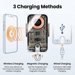 For BMW 5 Series G30 2017 2018 2019 2020-2023 Car Phone Holder Wireless Charger Phone Auto-Clamping Strong Magnetic Holder Base