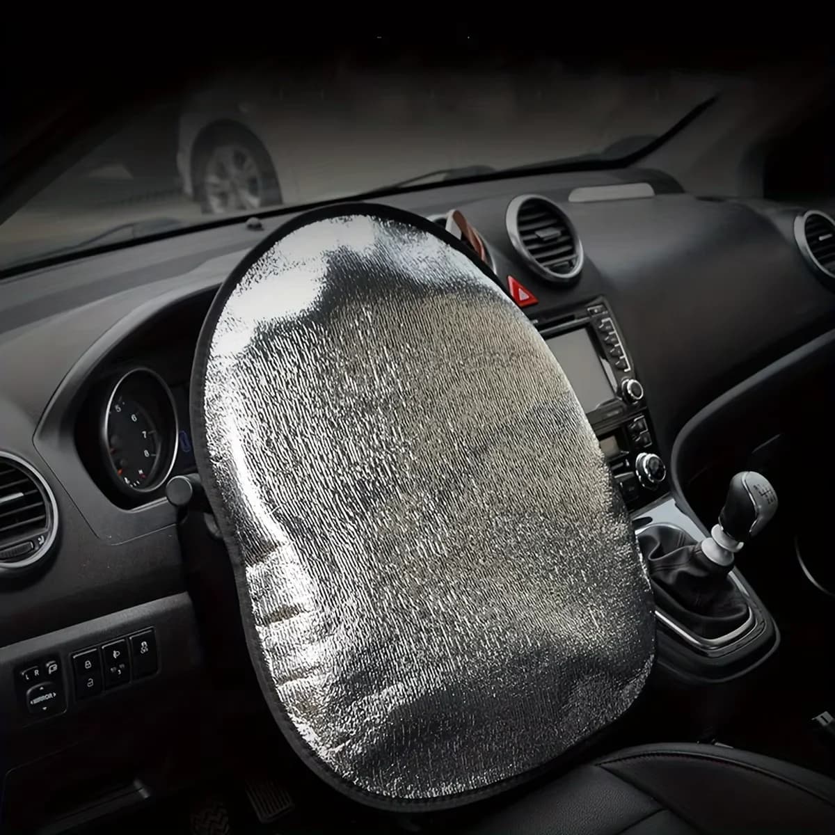 Car Steering Wheel Sun Shade Double Thick Sun Protection Foldable Anti-uv Sunscreen Car Supplies Car Steering Wheel Cover Silver