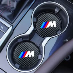 2Pcs Car Leather Coaster Mat Anti-slip Water Cup Pad For BMW M Performance E46 E90 E60 F20 X1 F10 F30 X3 E70 E39 E36 E87 X7 E92