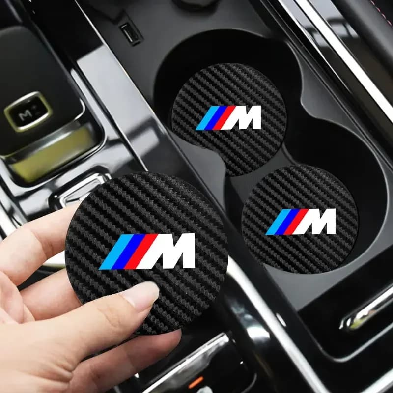 2Pcs Car Leather Coaster Mat Anti-slip Water Cup Pad For BMW M Performance E46 E90 E60 F20 X1 F10 F30 X3 E70 E39 E36 E87 X7 E92