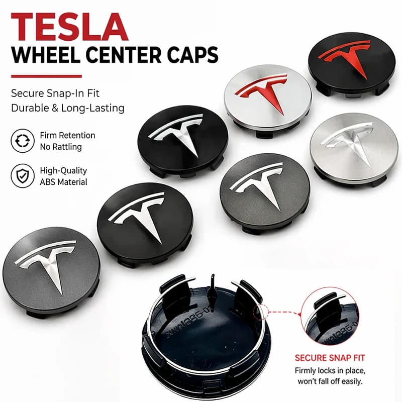 Hot ABS Tesla Wheel Center Hub Cap Emblem Logo Car Rims Cover Hubcap For Tesla Model 3 Y X S Original Badge Accessories