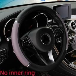Leather Metal Strip Sporty Pop Car without Inner Rim Steering Wheel Cover Car Accessories Fit 14.5-15 Inches