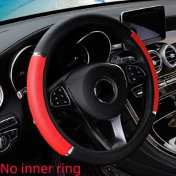 Leather Metal Strip Sporty Pop Car without Inner Rim Steering Wheel Cover Car Accessories Fit 14.5-15 Inches