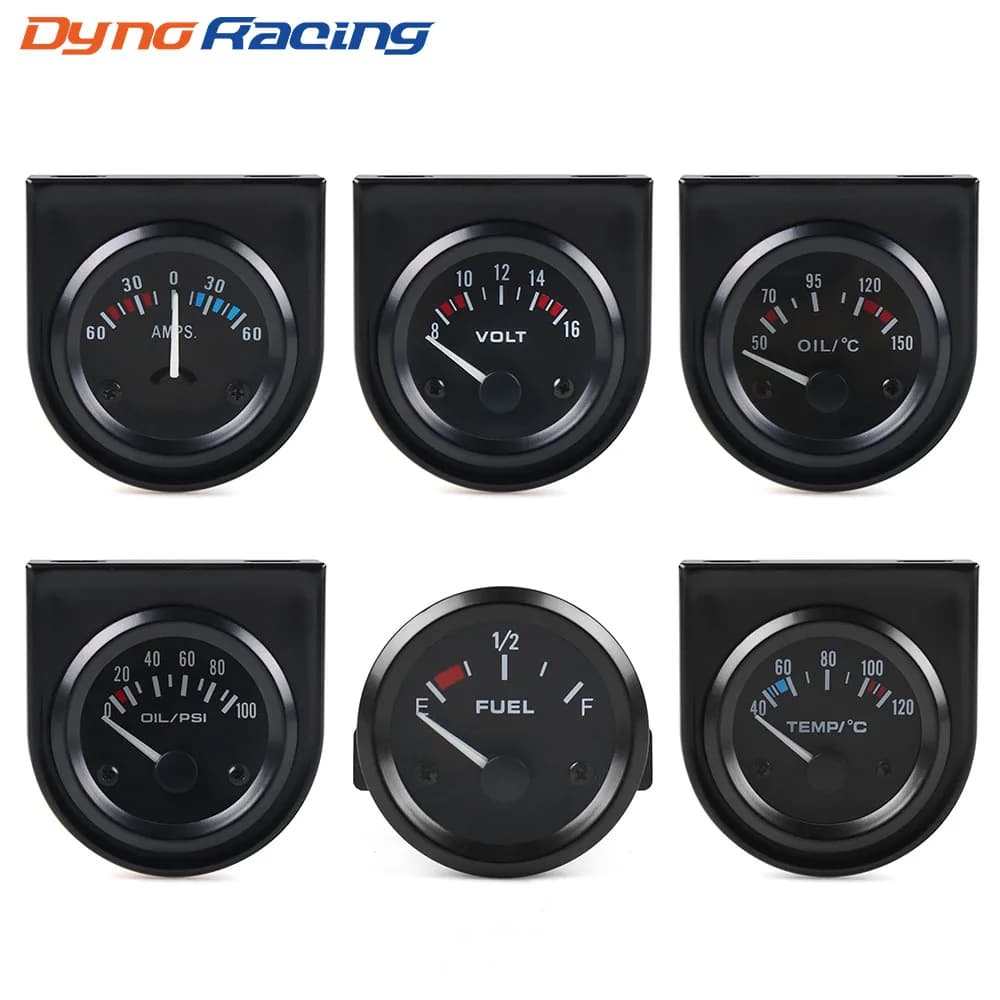 2INCH 52MM Black Volt meter Water temp Oil temp gauge Oil press gauge Fuel level gauge AMP Meter Triple gauge kits Car meter