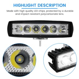 12V Car LED Light Bar 18W 6000K Super Bright Car LED Work Light IP67 Flood Spot Light White Off Road Head light Driving Lights
