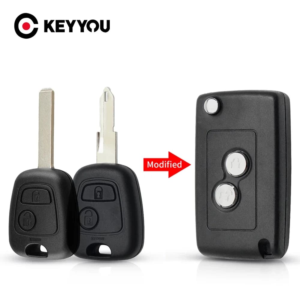 KEYYOU 2 BTN Modified Flip Car key for Citroen C1 C2 C3 C4 Picasso Xsara for Peugeot 206 306 307 107 207 407 Partner