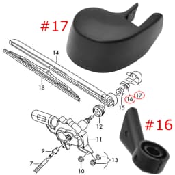 Rear Windscreen Wiper Arm Nut Bolt Cap Cover Washer Nozzle Jet For Audi A1 Sportback A3 8P 8V A4 B6 B7 B8 B9 A6 C6 C7 Q3 Q5 Q7