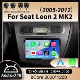 Car Radio Android 16 Navigation GPS Carplay For Seat Leon 2 MK2 2005-2012 Multimedia Video Player Stereo DSP 360 Camera Wifi 4G