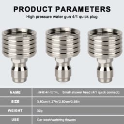 SEAMETAL Stainless Steel Shower Blades High Pressure Water Gun Interface Washing Nozzle 1/4 Quick Connect Car Wash Accessories