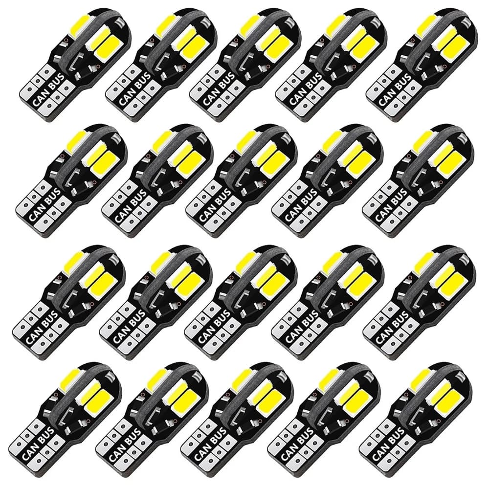 10/20PCS W5W T10 LED Bulbs Canbus 5730 8SMD 12V 6000K 194 168 LED Car Interior Map Dome Lights Parking Light Auto Signal Lamp