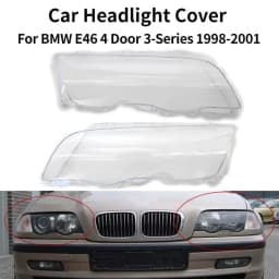 Pair Car Headlight Cover For BMW E46 4 Door 3-Series 1998 1999 2000 2001 Lampshade Bright Shell Head Lamp Lens Covers
