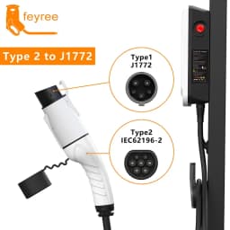 Feyree EV Charger Adapter Type2 IEC62196-2 to Type1 Car Charging Socket AC Charger Adapter 32A 1Phase 3.5KW 7KW Max Electric Car