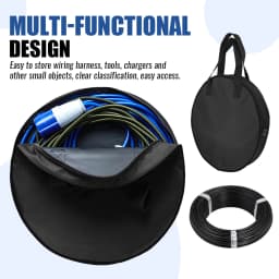 Cable Bag Tools Cable Bag Storage Oxford Waterproof Organizer Bag For Cables Cords Hoses EV Charging Cables Portable Black 600D