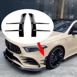 2pcs Front Bumper Vent Sticker Car'S Door Side Modification 23cm/9.06inc Model Duck Type Splitter A Set Currency Exterior Parts