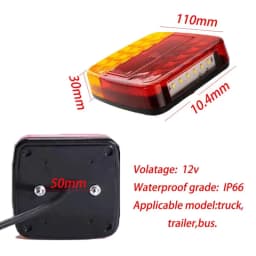 1pc 20LED 12V Waterproof Durable Car Truck LED Rear Tail Light Warning Lights Lamp for Trailer Caravans