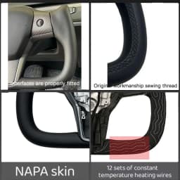  350mm Yoke Handle Steering Wheel With Heating Personalized NAPP Leather Accessories For Tesla Model 3/Y 2018-2022 Y 2022-2024