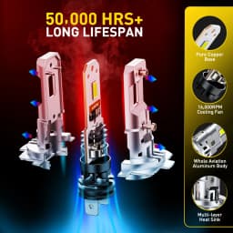 AUXITO 2Pcs 12V 30000LM H7 LED Headlight Bulb Canbus Error Free 6500K 70W High Power Best H7 LED 360 CSP Head Lamp Super Bright