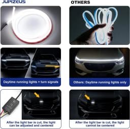 Car Hood Decorative Light LED Daytime Running Light Strip Start Scan Yellow Auto Turn Signal Indicator Headlight Universal 12V